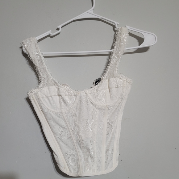 SHEIN Tops - SHEIN White Lace Bustier Top XS Corset